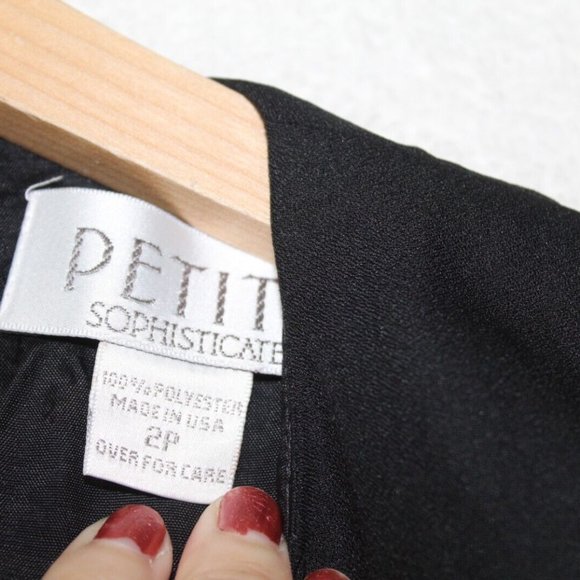 Vintage 90s Petite Sophisticate black sheath mini dress - Picture 6 of 11